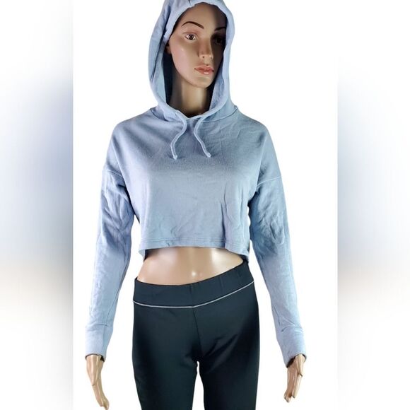 NWT Beyond Yoga Powder Blue Cropped Hoodie Sweatshirt - Picture 1 of 8